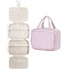 Narwey Beauty Case da Appendere Viaggio, Beauty Case da Appendere per Donna Uomo,Borsa da Toilette da Travel Kit Viaggio, Trousse Pochette Trucchi Donna per Viaggio (Striscia Rosa Polvere (Medio))