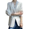 LCDIUDIU Blazer da Donna in Raso Setoso, Elegante E Casual, Giacca da Completo Monopetto A Maniche Lunghe con Revers Tacca, Estiva, Leggera Ed Elegante, Capospalla Lavoro per Ufficio, Bianca, Tagli
