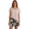 ADMAS Pigiama Donna Estivo in Viscosa a Mezze Maniche e Pantaloncino Corto Art. 55889 (IT, Testo, M, Regular, Regular, Petalo)