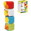Chicco Cubi Multiattività 2in1, set di 4 blocchi colorati degli animali, da impilare per un divertimento sensoriale, attività manuali e logiche, giocattolo per bambini, 10-36 mesi