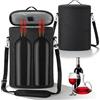 GOMETY Borsa termica per 2 bottiglie, grande borsa frigo, borsa termica portatile per vino, con cinghia, borsa termica portatile, isolata, piccola borsa per il vino, per viaggi, picnic, feste, degustazioni