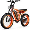 Pudari Bicicletta elettrica per adulti SU8, motore brushless, batteria da 52 V e 20 Ah, pneumatici larghi da 20 x 4 pollici, freni a disco idraulici, 5 marce e 7 velocità, mountain bike, bici da strada