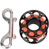 Clphendorine Bobina in plastica da 15 m per immersioni, con gancio a forma di P in acciaio inox; linea arancione ideale per immersioni in grotta e tecniche, accessorio leggero disponibile in 4 (ruota nera)