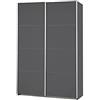 Rauch Möbel Caracas Armadio con Ante scorrevoli, Legno ingegnerizzato, Piastra di serraggio, Metallo Grigio Senza Specchio, Larghezza|135 cm
