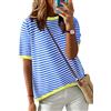 PASUDA Magliette Donna Estive Manica Corta T-Shirt Casual Girocollo a Righe Maglietta Elegante Comodi Larghe Maglia Donna Moda Basic Camicia Tee Tops(Bianco Sporco,S)