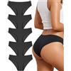 ALL OF SHE Mutande Donna Cotone Slip Seducente Intimo Set Underwear Mutandine a Vita Bassa Bikini Pacco da 5,XL