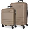 MOVOM Joumma Movom Galaxy Champagne Set di Bagagli 55/68 cm Rigido ABS Lucchetto a Combinazione Integrato 111L 6.5kg 4 Doppie Ruote Estensibile Bagaglio a Mano