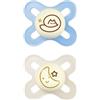 MAM Original Start Night Succhietto 0-2 Mesi (Set da 2), Ciuccio MAM 0-2 mesi che si illumina al buio con tettarella in caucciù, Kit da 2 accessori neonato con porta ciuccio sterilizzatore, Azzurro