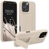 kwmobile 1x Custodia Compatibile con Apple iPhone 16 PRO - Cover Supporto Dita - Back Case per Smartphone - Protezione Gommata Crema