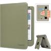 Caweet Custodia per Tolino Shine Color/Shine 5(2024)/Shine 4(2022) e Kobo Clara Colour/BW/2E, Copertina con Appoggio Ripiegabile, Slot per Carte, Fascia per Mano e Auto Sleep/Wake, Verde