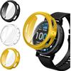 iVoler 3 Pezzi Clear Cover con Pellicola Protettiva per Amazfit Active Max, Copertura Completa Custodia Anti-Graffio Ultra Sottile Morbida TPU Case, Trasparente + Nero + Oro