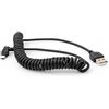 System-S - Cavo Mini USB a Spirale, connettore ad Angolo retto (Sinistra), Cavo Dati/Cavo di Ricarica, 140 cm