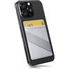 MyGadget Portafoglio per Smartphone X 1 Tasca & Finger Holder - Protezione RFID e NFC - Porta Carte di Credito Cuffie o Soldi - Wallet per Cellulare da incollare - Argento
