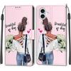 KENHONER Cover Compatibile con iPhone 16 Plus, Premium Pelle PU Portafoglio Flip Libro Custodia per iPhone 16 Plus [Protezione Completa] - ragazza