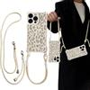 Tedyhulle Cover con Cordino per iPhone 12 Pro Max 6,7, Silicone Morbido Custodia con Laccio Collana Tracolla Necklace Rimovibile Estetico Leopardato Disegni Fotocamera Protettiva Case per Donne