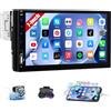 CAMECHO Autoradio Bluetooth 1 Din con Telecamera di Retromarcia, Radio Touchscreen con Schermo da 7 Pollici con FM Mirror Link comando al volante EQ sound AUX USB + illuminazione pulsanti