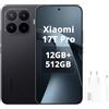 XIAOMI 17T Pro,Smartphone 12+512GB,Display Eye-Care da 6,83 a 144Hz,Batteria al silicio-carbonio da 7000 mAh (tip),Teleobiettivo Leica 5x,HyperCharge da 100W,Nero,Included 90W Charger