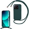 SLWYF Custodia per Xiaomi 13T/13T Pro/Redmi K60 Ultra Cover con Cordino, Silicone Antiurto TPU Morbido Corda Collana Necklace Regolabile Stylish con Catena Ultra Sottile Cover Case, Verde scuro