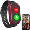 DEaThsalL Smartwatch Allarme Personale per Anziani Orologio Anticaduta Rilevamento Cadute Localizzazione GPS 4G wifi chiamate Notifica Di Caduta per Smartphone Red