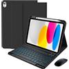 IXTRA Custodia per tastiera per iPad di 11a generazione 11 A16 2025, iPad 10a generazione tastiera da 11 pollici, tastiera magnetica staccabile con mouse Bluetooth wireless, supporto per matite