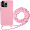 Beajew Custodia per iPhone 16 Pro Max Cover con Regolabile Rimovibile Corda da Catena Collana Necklace Antiurto Cordino Collari per iPhone 16 Pro Max, Rosa