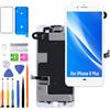 HLYGZX Display per iPhone 8 Plus LCD Schermo di Ricambio FHD Touchscreen Digitizer con Cornice, Kit di Riparazione Completo con Auricolari, Fotocamera Frontale, Sensore di Prossimità, Adesivo