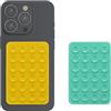 kwmobile Set da 2 Ventose per Telefono in Silicone - Ventosa Cellulare Compatibile con iPhone e Android - Supporto Adesivo - Rettangolare 5,5 x 8 cm - giallo/turchese