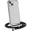 MyGadget Cover per iPhone 13 - Custodia con Corda - Case con Cordino Trasparente Antiurto con Laccio | Tracolla - Practical Stylish Nero