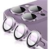 Coiwxmoi Protezione Fotocamera per iPhone 14 Pro/14 Pro Max,Durezza 9H Vetro Temperato Posteriore Copri Telecamera & Anello in Metallo,Pellicola Proteggi Obiettivo HD Chiaro Anti-graffio Lente,Viola
