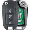 INOKEY Chiave compatibile Peugeot™ 208 2008 308 Partner, Citroen™ C3 C4 Berlingo, Opel™ Corsa Mokka Grandland X, Toyota™ ProAce City (2018-2024) - 3 pulsanti faro, batteria CR2032, transponder ID46, lama