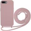 Beajew Custodia per iPhone 6 Plus/iPhone 7 Plus/iPhone 8 Plus Cover con Regolabile Rimovibile Corda da Catena Collana Necklace Antiurto Cordino Collari per iPhone 6 Plus/7 Plus/8 Plus, Rosa Sabbia