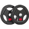 SPORTNOW Dischi Pesas Olimpici Foro Ø50 mm 2x15 kg con Anello Interno in Acciaio Triplo Manico per Manubri e Bilancieri Nero | Aosom Italy