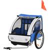 HOMCOM Rimorchio Bici Bambini con 2 Posti, 2 Cinture di Sicurezza, Telaio in Acciaio e Copertura in Tessuto Oxford Blu|Aosom