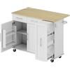 HOMCOM Isola per Cucina a 5 Ruote con Portasciugamani, 2 Cassetti, 4 Ripiani e Armadietto, in Legno, 129x65x91 cm | Aosom Italy