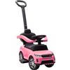 AIYAPLAY Macchina Cavalcabile Licenza Land Rover con Maniglia e Barriera, in PP e Acciaio, 84x40x94.5 cm, Rosa | Aosom Italy