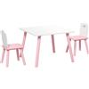AIYAPLAY Set Tavolo e 2 Sedie per Bambini 3-6 Anni in Legno con Angoli Arrotondati, Tema Zucchero Filato, Rosa | Aosom Italy