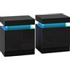 HOMCOM Set 2 Comodini LED a 16 Colori e 4 Modalità con 2 Cassetti, in Legno, 45x35x52 cm, Nero | Aosom Italy