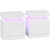 HOMCOM Set 2 Comodini LED a 16 Colori e 4 Modalità con 2 Cassetti, in Legno, 45x35x52 cm, Bianco Lucido | Aosom Italy