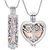VCCWYQK Collana con urna a forma di albero della vita per ceneri con fiala di vetro cavo, cilindro, gioielli per cremazione, medaglioni commemorativi per donne e uomini, porta ceneri per animali