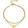 Suplight Cavigliera da donna placcata in oro 18 carati, in acciaio inox, con rosa/cuore, per donne e uomini, semplice estate, con confezione regalo, 20 5 cm, Acciaio inossidabile