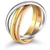 Kim Johanson Anello da donna in acciaio inox, tricolore, in argento, oro e oro rosa, impermeabile, 3 anelli chiusi, anello da donna in diverse misure, Acciaio inossidabile, Nessuna pietra preziosa