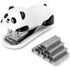 Deli - Cucitrice da scrivania, con capacità di 12 fogli, con rimozione di graffette e 1000 graffette n. 10 Panda