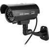 Sxhlseller Telecamera di Sicurezza Fittizia con Luce LED Rossa Lampeggiante, Monitor CCTV Realistico per Uso Interno Ed Esterno, Sorveglianza Finta Alimentata a Batteria, Custodia Nera