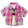 Generic Camicia alla per Bambini di Piccole e Medie Dimensioni con Colletto Anteriore, Maniche Corte a Quadri e Chiusura con Bottoni. #I324