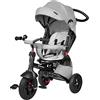 HyperMotion Passeggino Triciclo Evolutivo per Bambini 12 Mesi - 5 Anni, Bicicletta con Sedile Girevole e Ruote Gonfiabili, Portata 25 kg, Pieghevole con Parapioggia, Ideale per Parco e Giardino - Grey