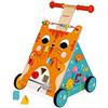 Janod - Carrello Multi-attività Gatto in Legno - Spingitore Evolutivo con Freno e Maniglia Regolabile - Apprendimento della Camminata - A Partire dall'anno, J08005, Multicolore