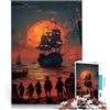 AITEXI Puzzle 1000 pezzi per adolescenti Paesaggio di nave pirata Sfida di gioco educativo giocattolo con poster abbinato e foglio di quiz 75x50cm