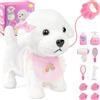 Vicloon Elettronico Cane, Cucciolo Di Peluche Interattivo con Guinzaglio, Cammina, Abbaia, Scodinzola, Simulati Peluche Cane Giocattolo per Bambini 14+ Anni Ragazz(Cane)