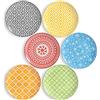 AHX Set Piatti Piani Porcellana Colorati - Piatti Ceramica Grande 25 cm - Piatto Piano Cucina dal Design Multicolore - Piatti Grandi da Tavola per Cena - Adatto per Microonde e Lavastoviglie - Set di 6