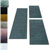 Carpettex Teppich Set di tappeti corredori tappeto al quarzo 3 parti Monocromatico, colore: acqua, set di letto: 2 pezzi 80 x 150 + 1 pezzo 80 x 250